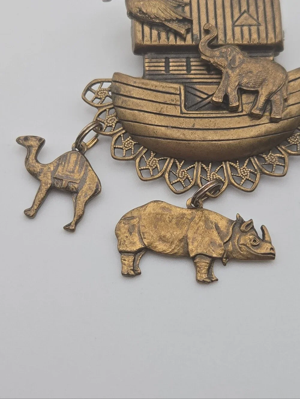 Vintage Noah's Ark Dangle Brooch Pin